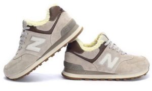 Зимние NEW BALANCE 574 с мехом замша Beige (35-39)