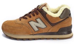 Зимние NEW BALANCE 574 с мехом замша Brown (36-40)