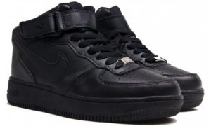 Зимние Nike Air Force 1 Mid с мехом Black черные 35-45