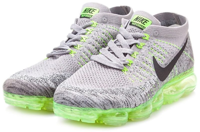 Nike Air VaporMax Flyknit серые с зеленым 40-44