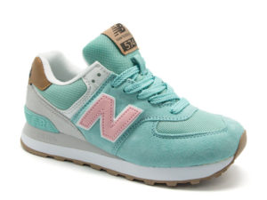 NEW BALANCE 574 замша бирюзовые с розовым (35-39)