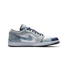 Nike Air Jordan 1 Low Washed Denim белые со светло-синим кожаные мужские (40-44)