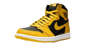 Nike Air Jordan 1 Retro High OG Pollen желтые с черным кожаные мужские (40-44)